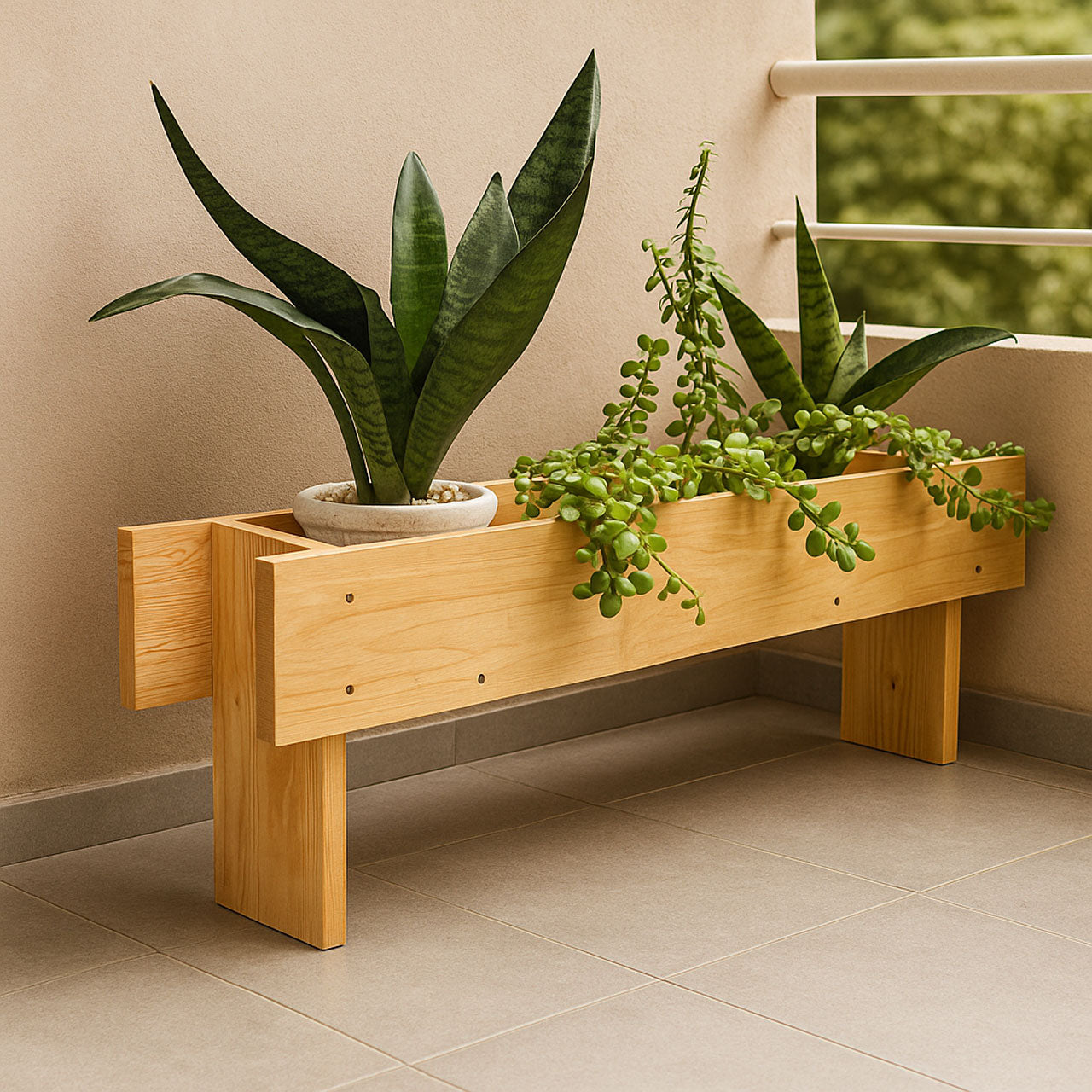 Heavy-Duty Wooden Deck Planter – Perfect for Balcony & Garden
