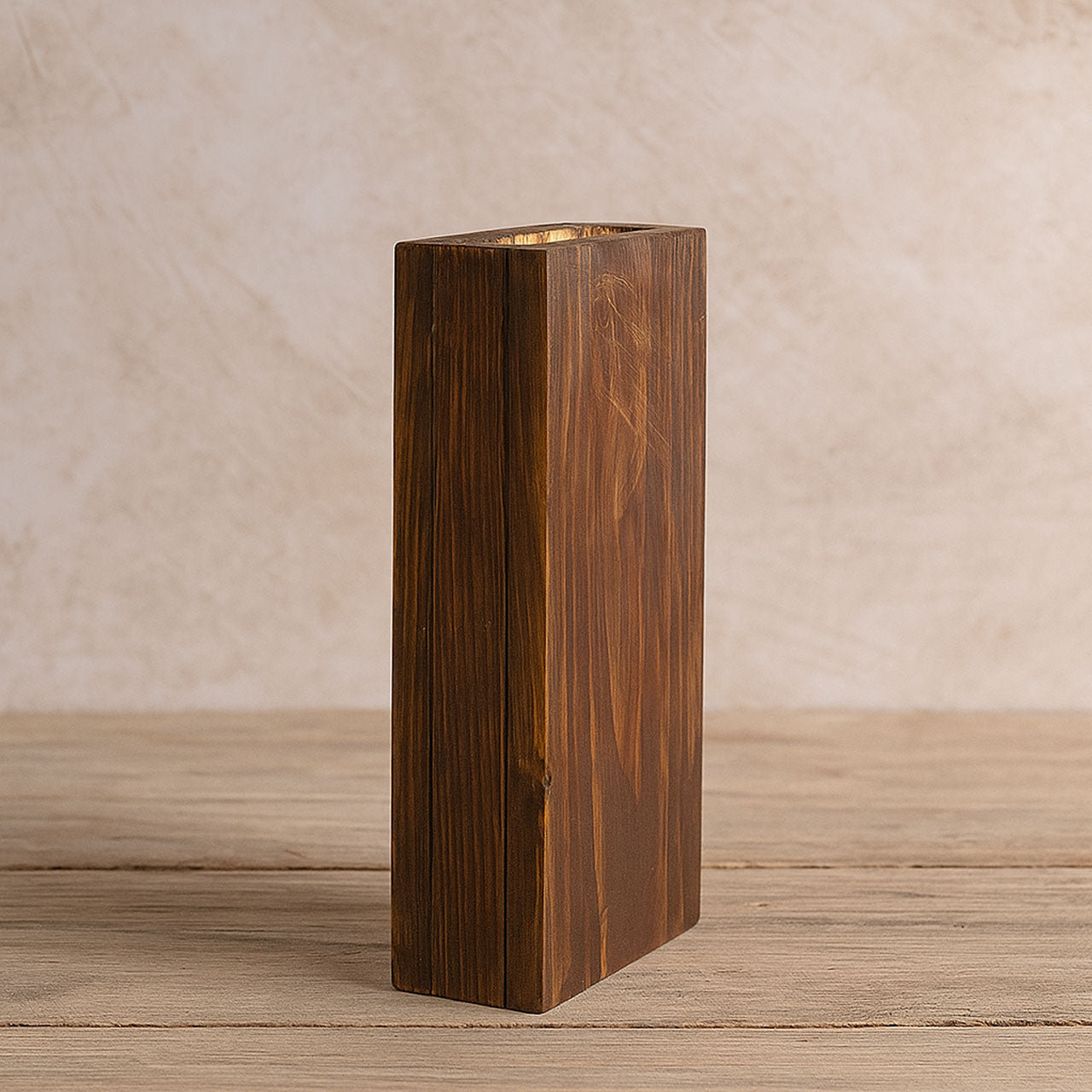 Rustic Pinewood Small Vase | Handcrafted Wooden Flower Holder for Home & Office Décor