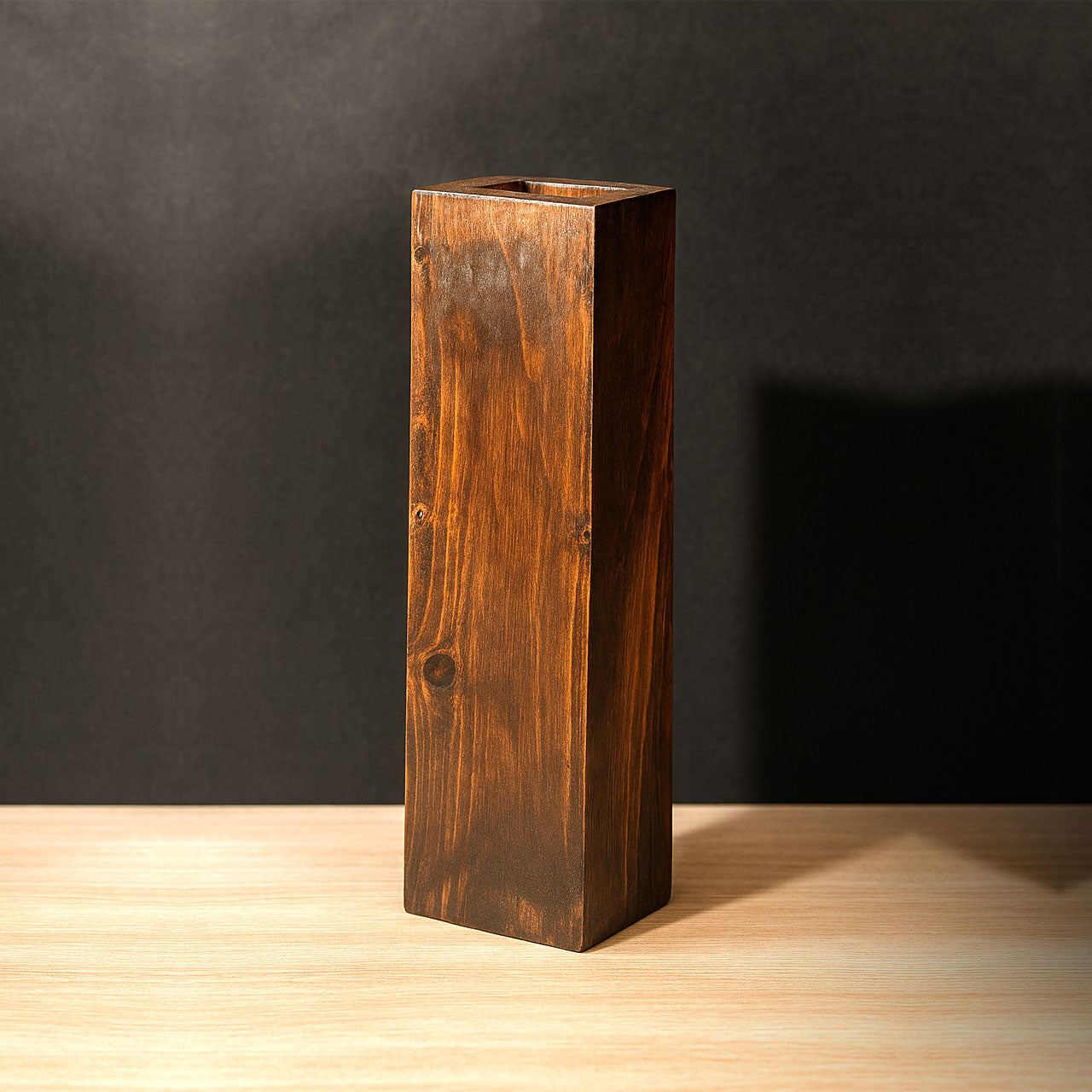 Rustic Pinewood Long Vase | Handcrafted Wooden Flower Holder for Home & Office Décor