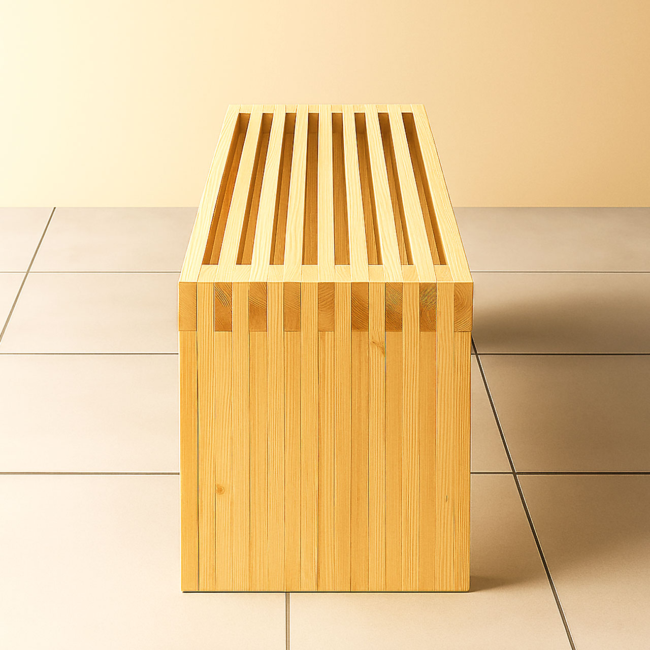 Large Wooden Slatted Bench – Solid Pine 2-Seater with Cedar Finish for Outdoor & Indoor Use