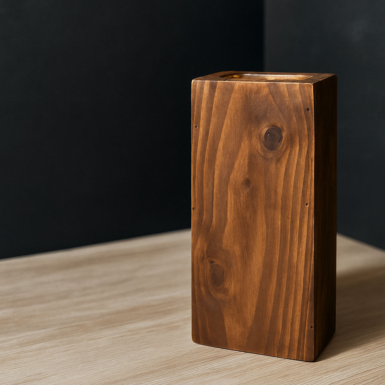 Rustic Pinewood Small Vase | Handcrafted Wooden Flower Holder for Home & Office Décor