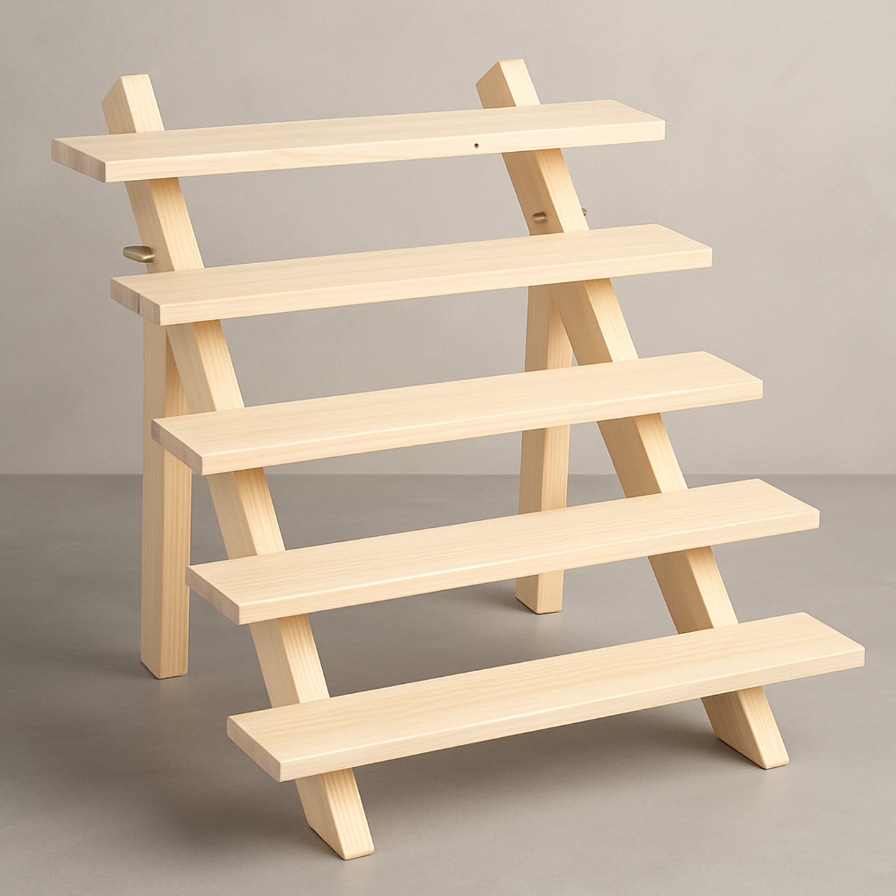 Compact Foldable 5-Tier Stand – Wooden Product Display for Small Businesses
