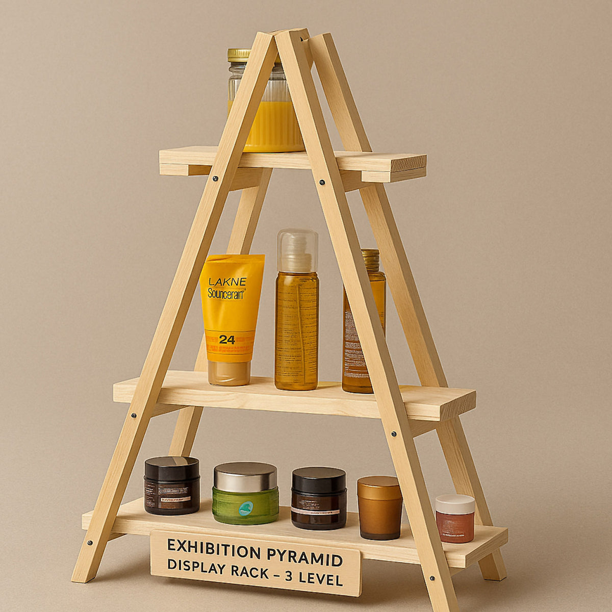 Long Pyrmid Rack Exhibition Pyramid Display Rack – 3 Level – rennover