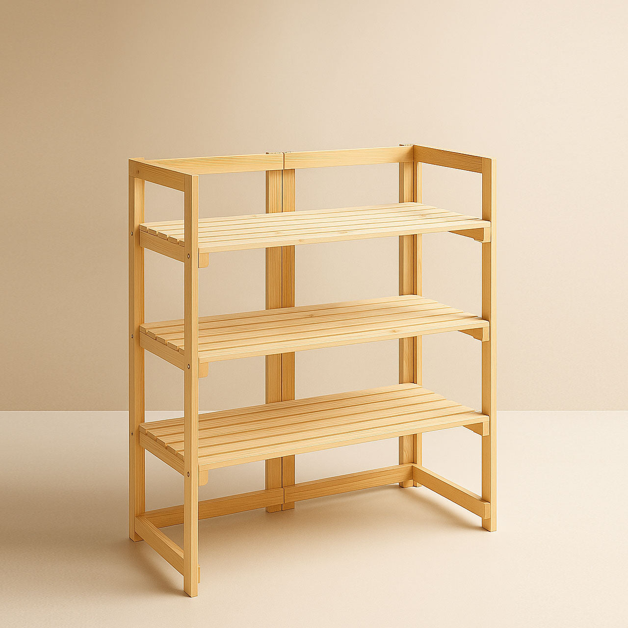 Mega Flip Foldable Wooden Display Shelf – 3-Tier Portable Rack for Craft Fairs & Exhibitions