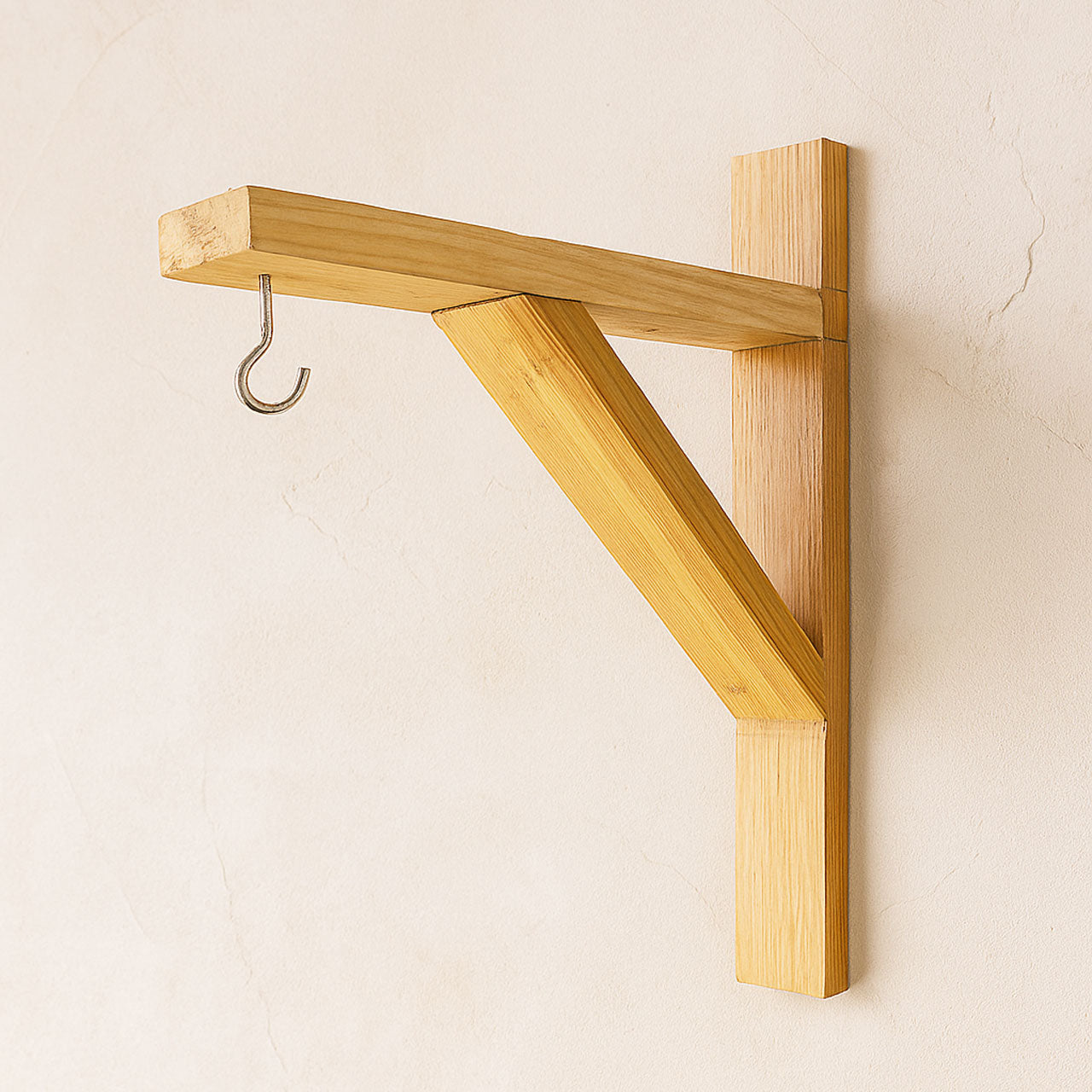 Wall Mounted Plant Pot Holders | Wood Bracket Small | Wooden Shelf Bracket | Set of 2