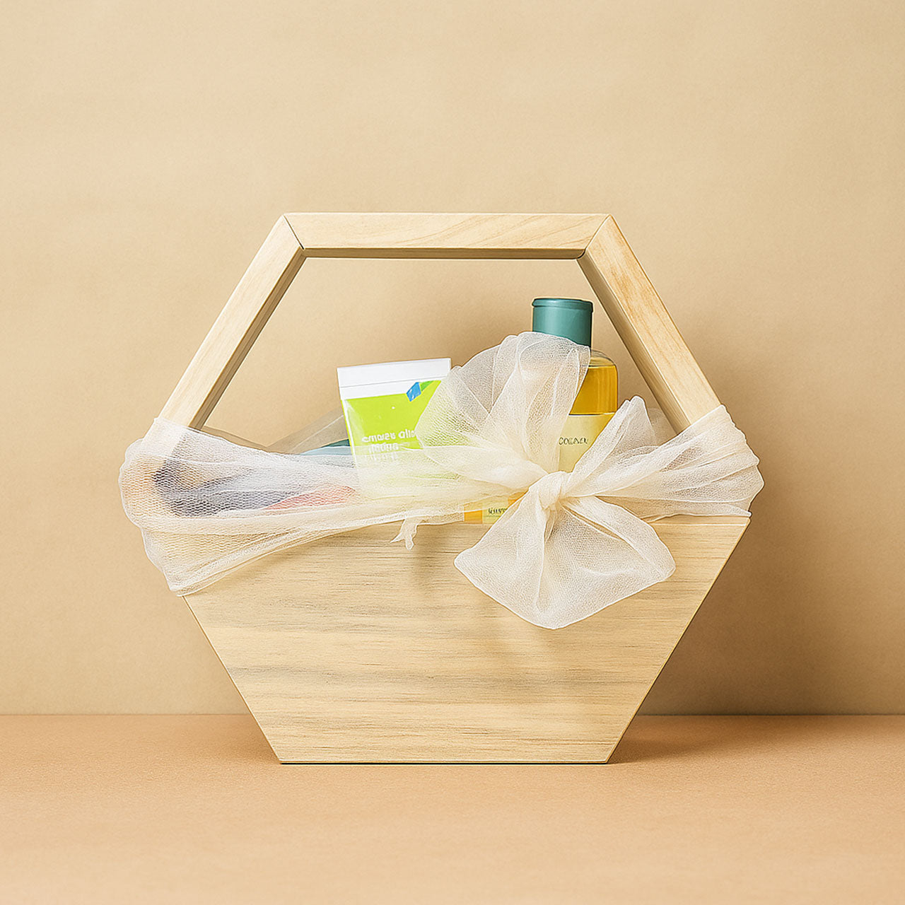 Hexagon wooden basket and gifting box or Plant Stand