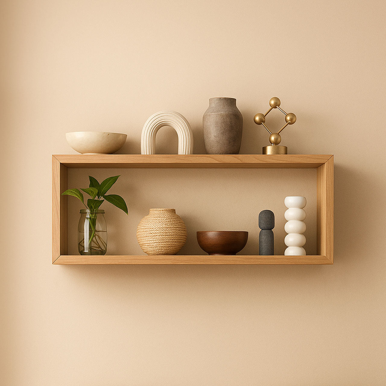 Rectangular Solid Wood Wall Shelf | Modern Floating Shelf for Home & Office Décor