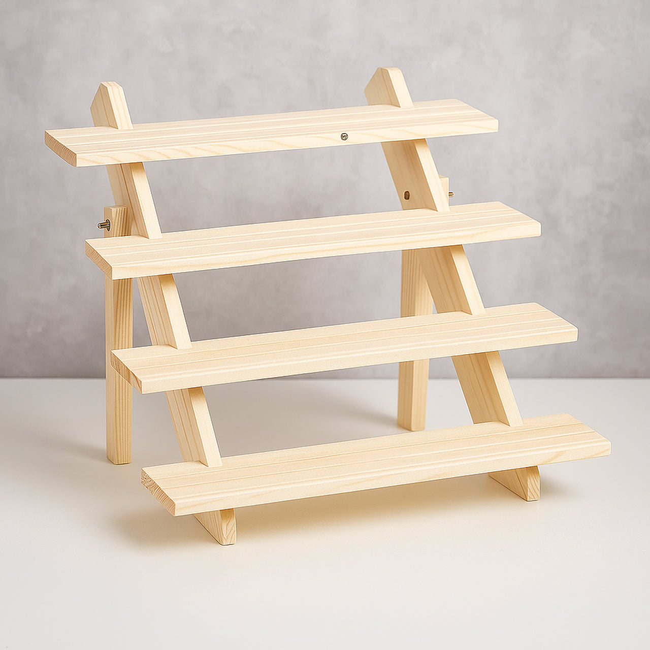 Custom Wooden Staircase Display – 4-Tier Organizer for Events & Showcases