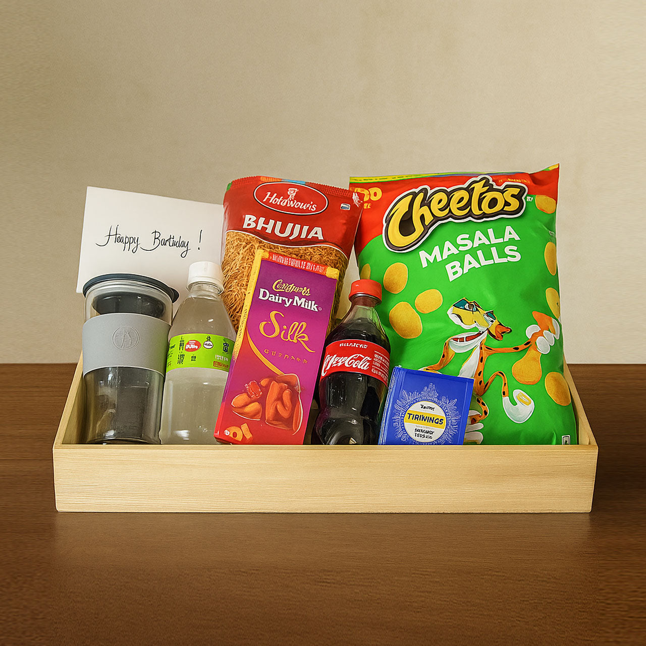Wooden Gift Basket – Handmade Rectangular Hamper Tray with MDF Base for Festive & Wedding Gifting