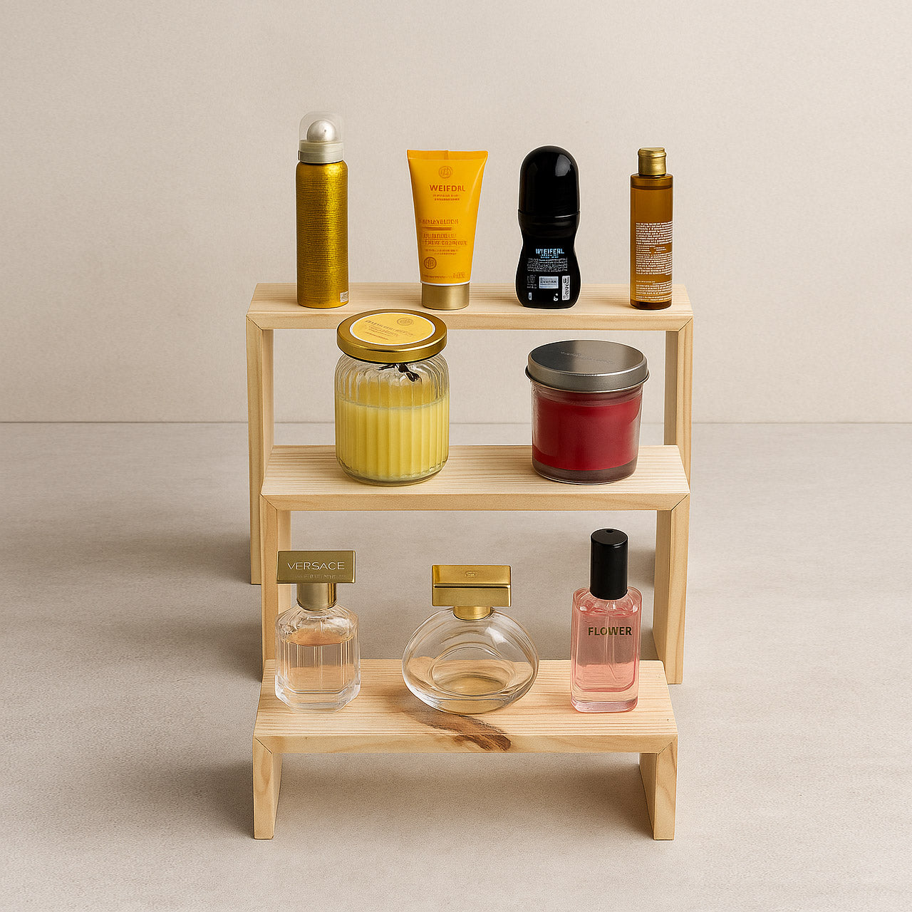 3-Tier Wooden Display Risers – Decorative Stand for Retail, Events & Home Décor - Polish