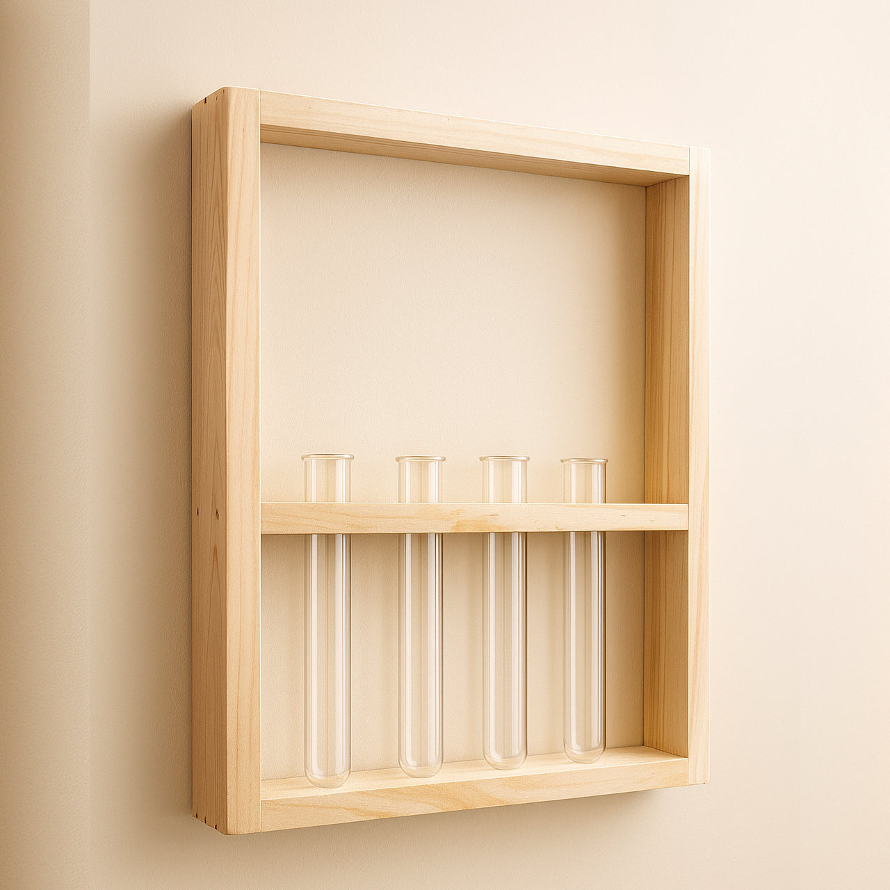 Wall Hanging Glass Planter | Pinewood 4 Test Tube Propagation Station & Tabletop Terrarium for Home, Kitchen & Wedding Decor