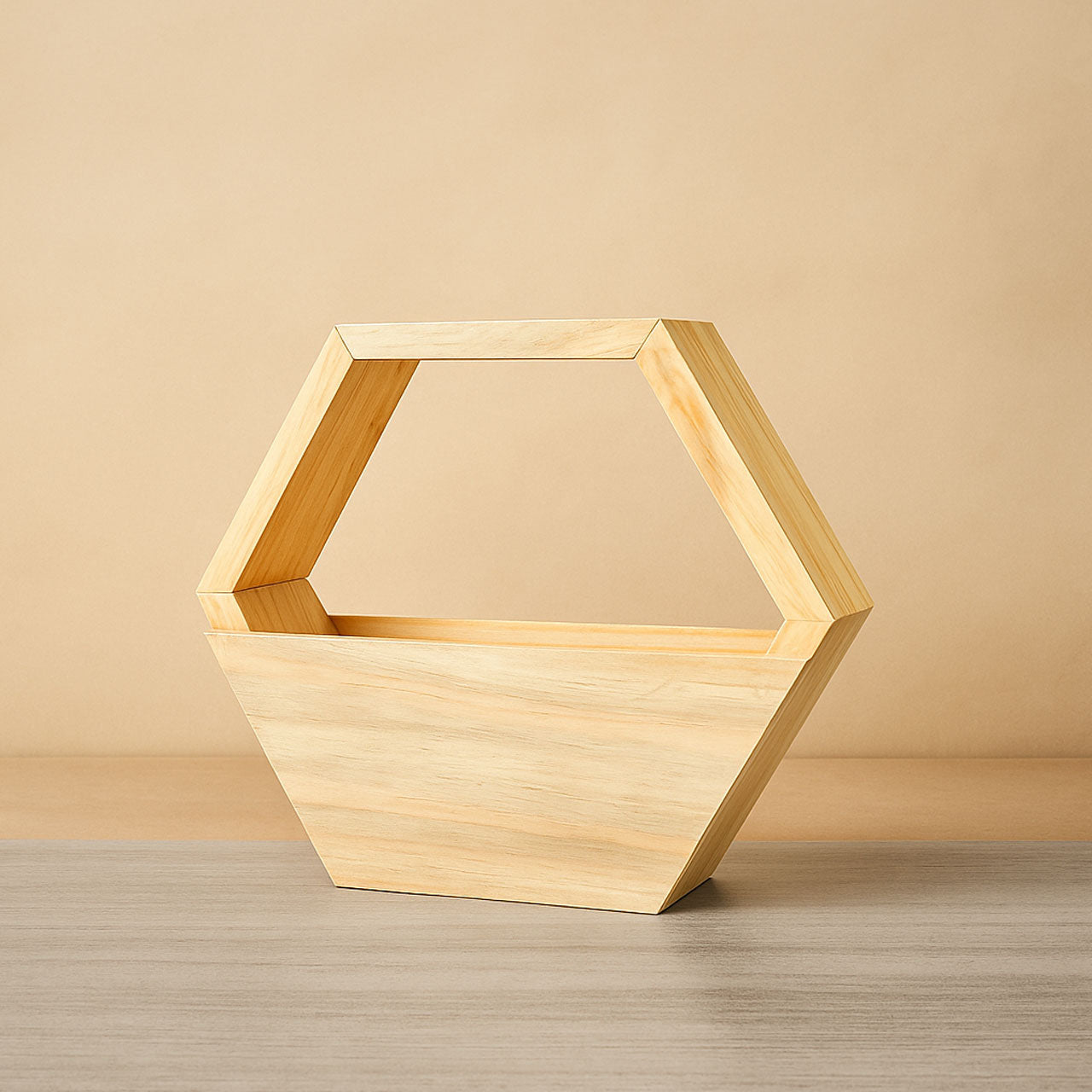 Hexagon wooden basket and gifting box or Plant Stand