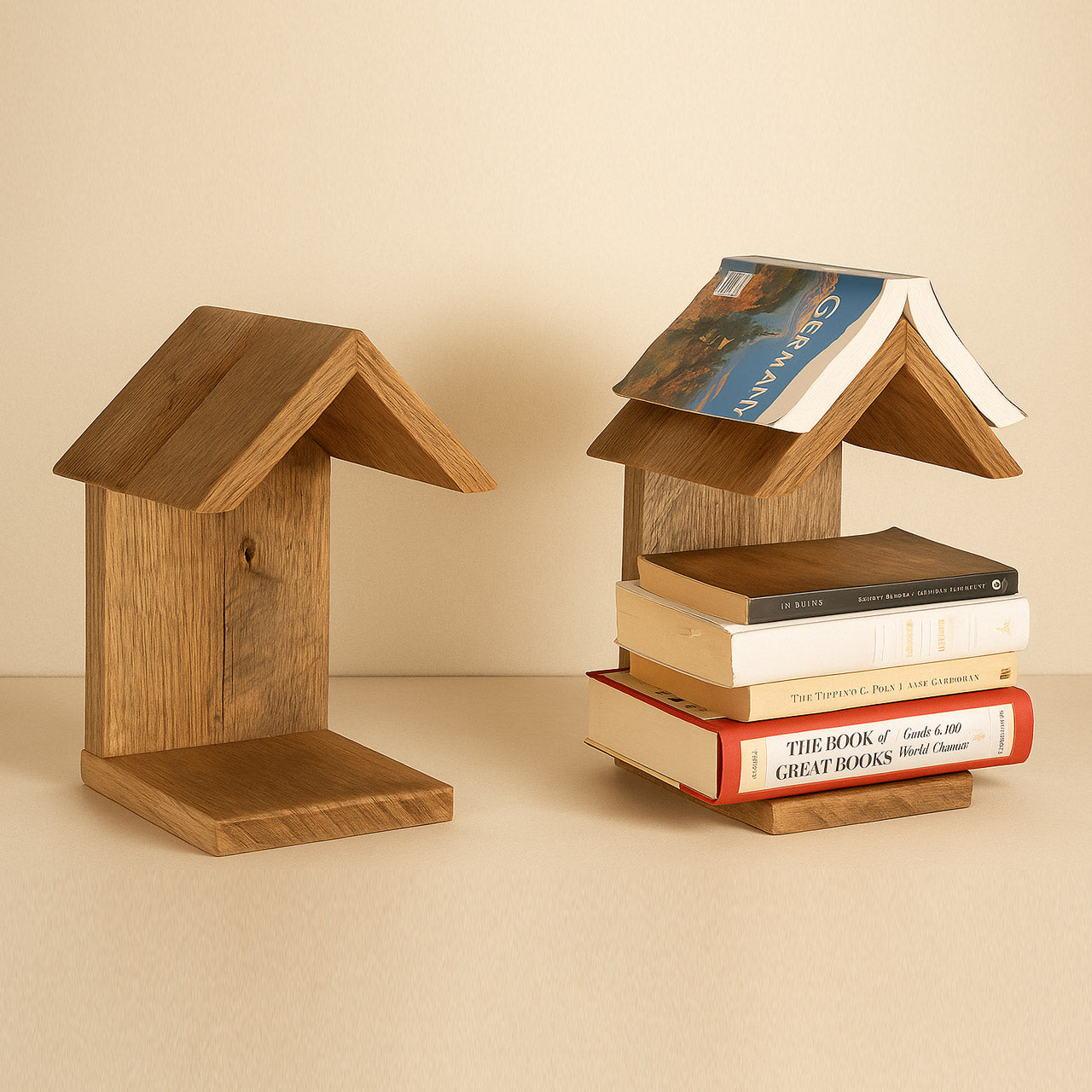 Personalized Hut-Shaped Rustic Pinewood Book Stand | Wooden Book Rest for Reading & Gifting