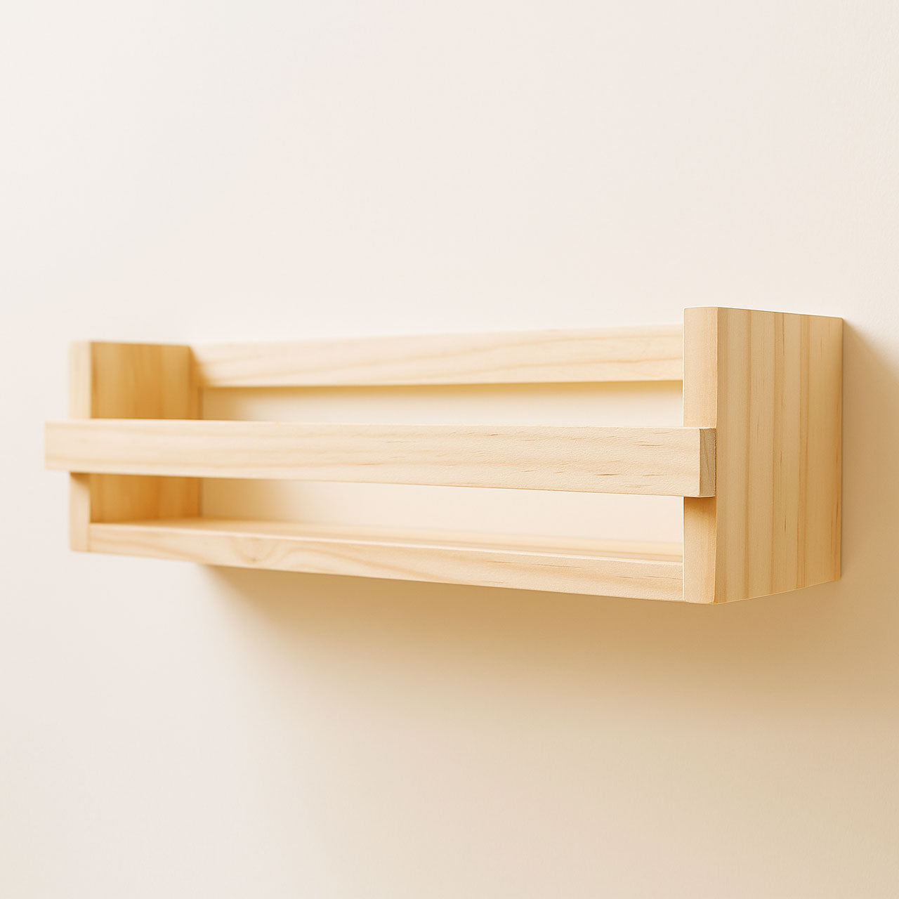 Wall Bookshelves | Pinewood Floating Bookshelf | Nursery Shelves | Floating Book Shelves for Wall | Set of 2 Pinewood Wall Storage Shelves