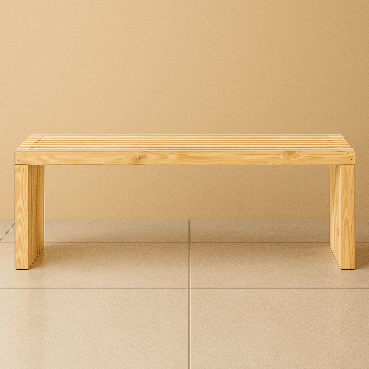 Outdoor/Indoor Wood Bench with 2 Stools – Large 4-Seater Pine Bench Set in Natural Cedar Finish