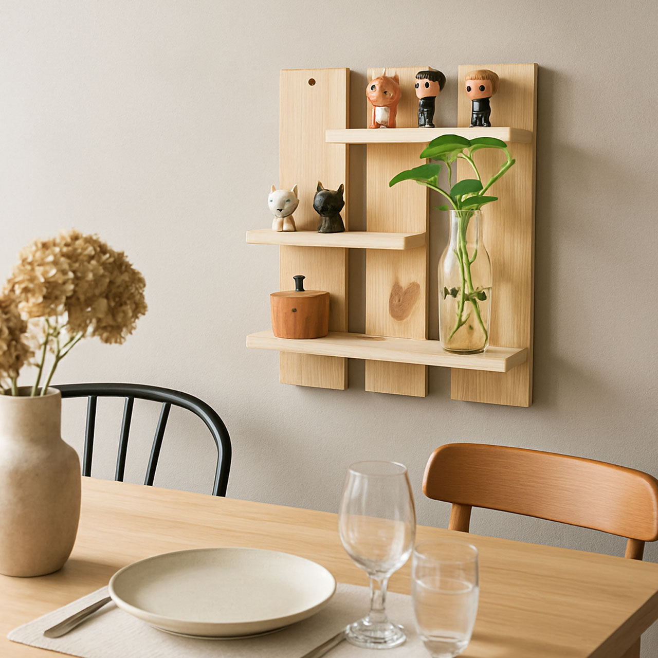 Wall Shelf Planter Stand |  Wooden Decor Indoor for Living Room Bedroom Bathroom Kitchen Office Decoration
