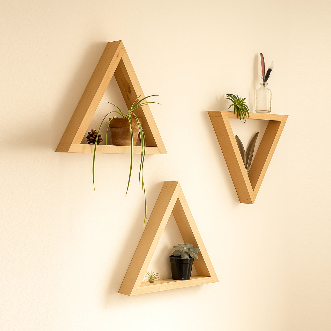 Triangular Wall Shelf | Pinewood | Rennover | WoodWork | Pack of 2
