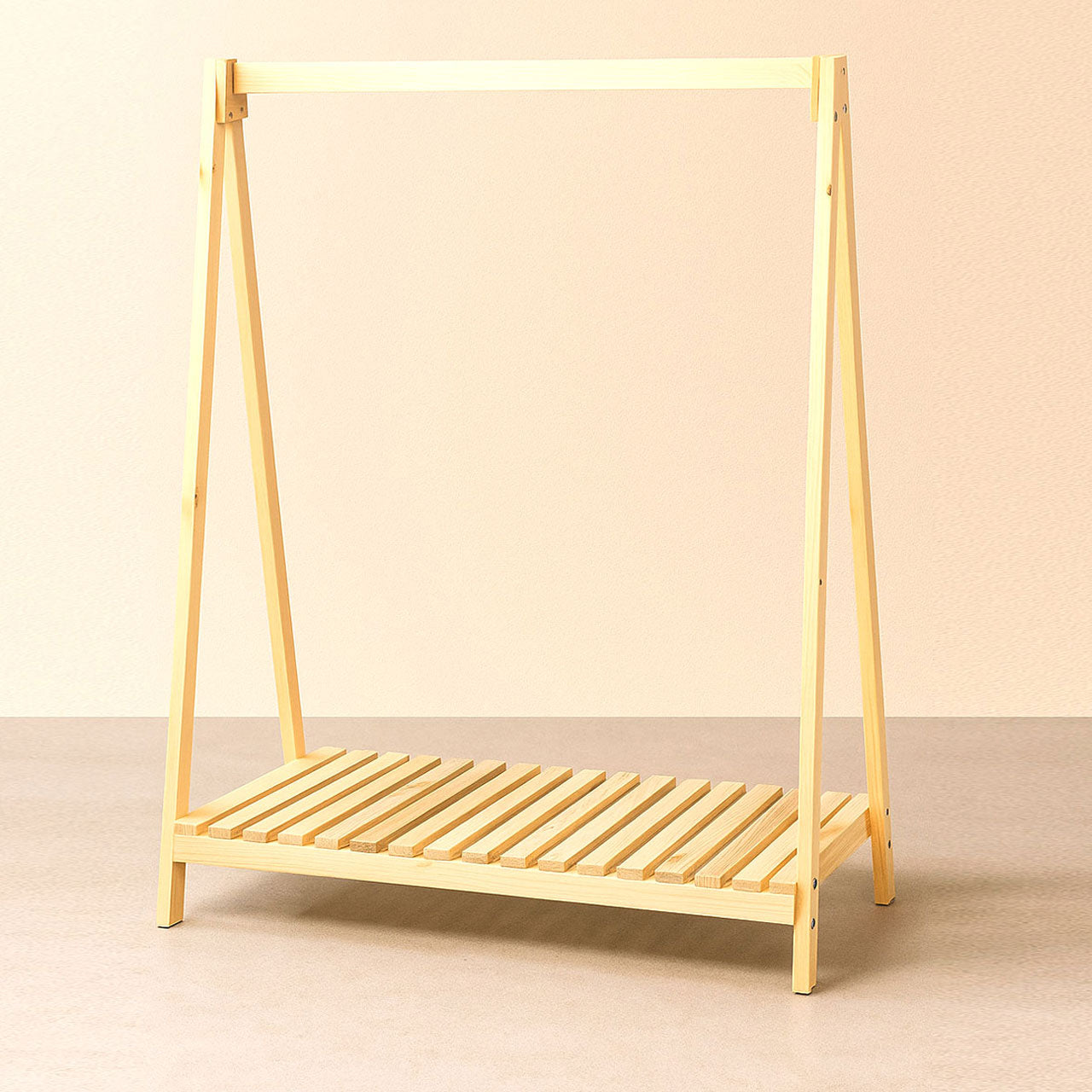 Open Closet Style Wooden Rack – wood rack for clothes with Storage Slab | Rennover
