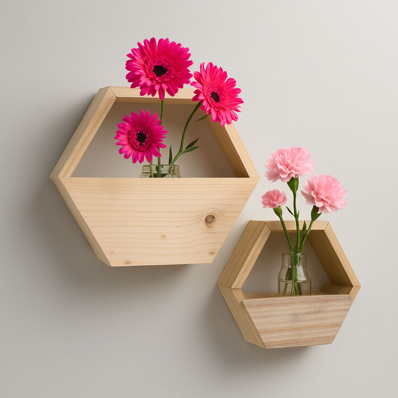 Hexagon wooden basket and gifting box or Plant Stand