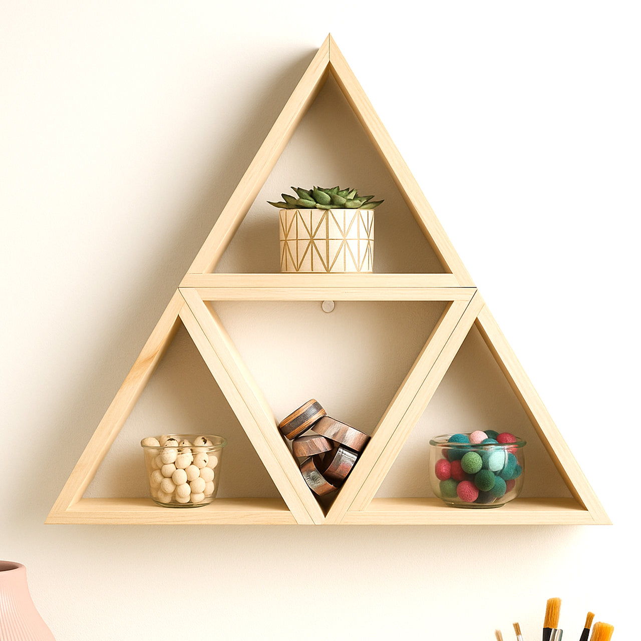 Triangular Wall Shelf | Pinewood | Rennover | WoodWork | Pack of 2