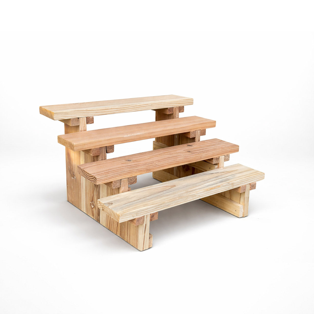 Screw-Free Wooden Display Shelf | 4-Tier Detachable Small Rack for Exhibition & Popups