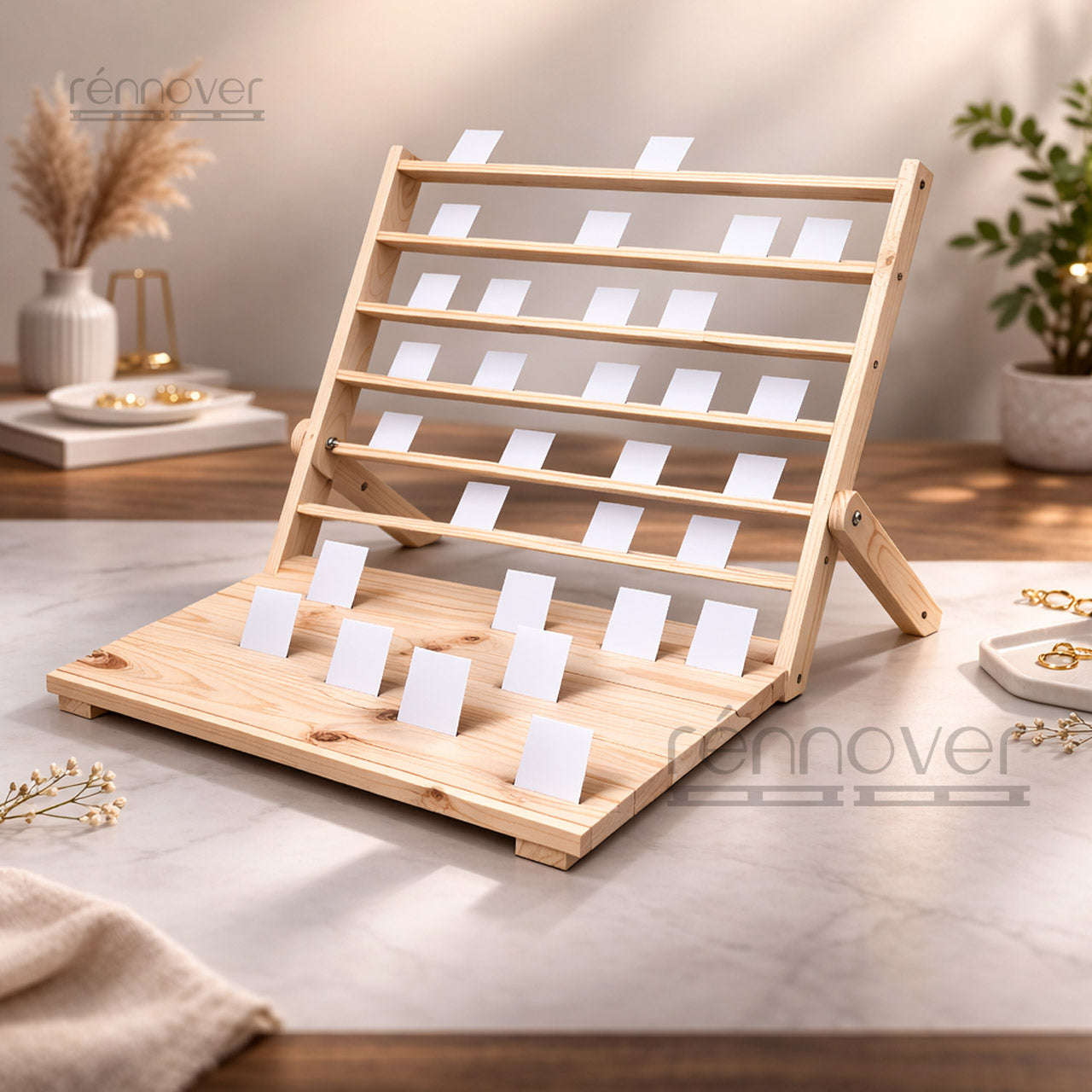 Portable Jewellery and Wooden Earring Card Display Stand Combo
