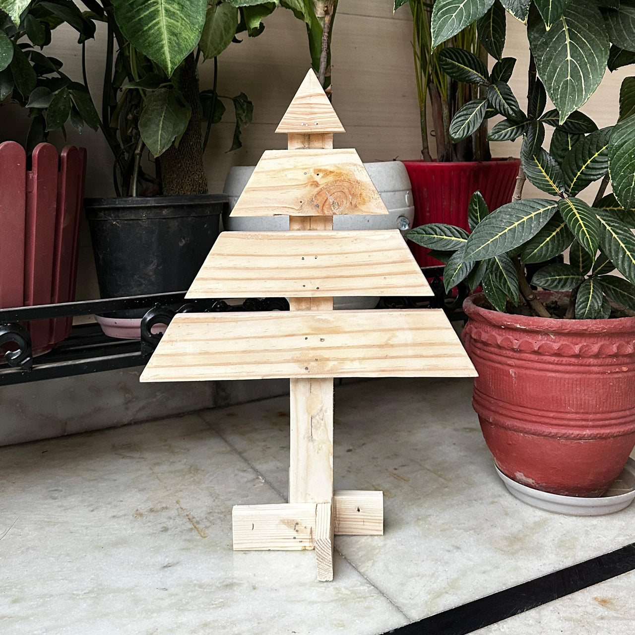 Small Christmas Tree 3-Tier – Stylish Wooden Xmas Decor
