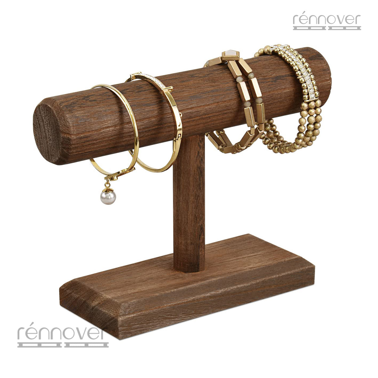 Minimal Pinewood Jewelry Display Stand – Multi-Purpose Bracelet, Scrunchie & Bangle Holder | Set of 5