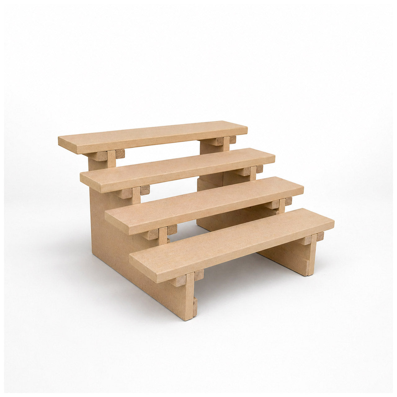 MDF Screw-Free Wooden Display Shelf | 4-Tier Detachable Small Rack for Exhibition & Popups