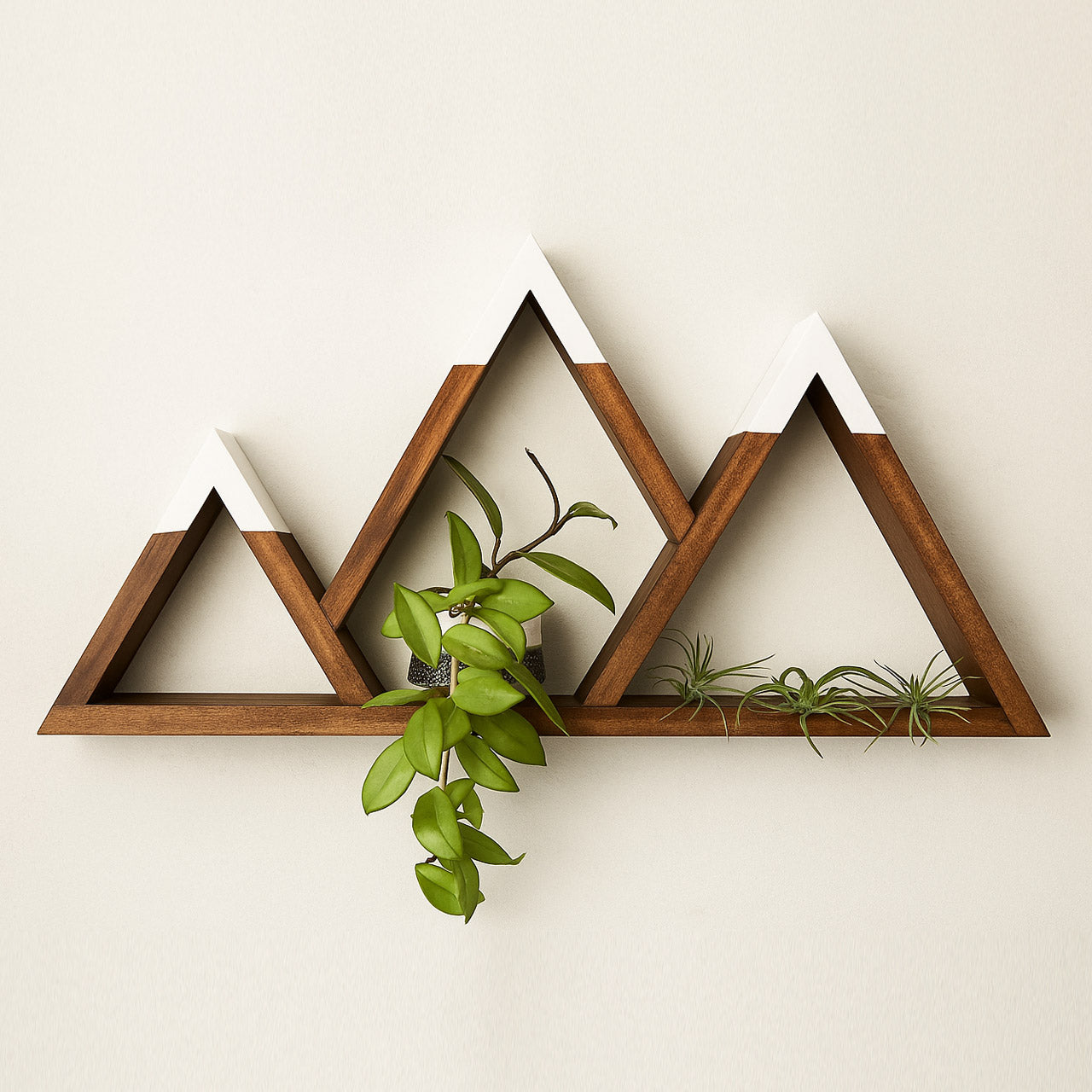 Mountain Floating Wall Shelf | Premium Pine Wood Shelving | Rustic Triangle Design for Home, Cabin, Bedroom, Nursery & Living Room Décor