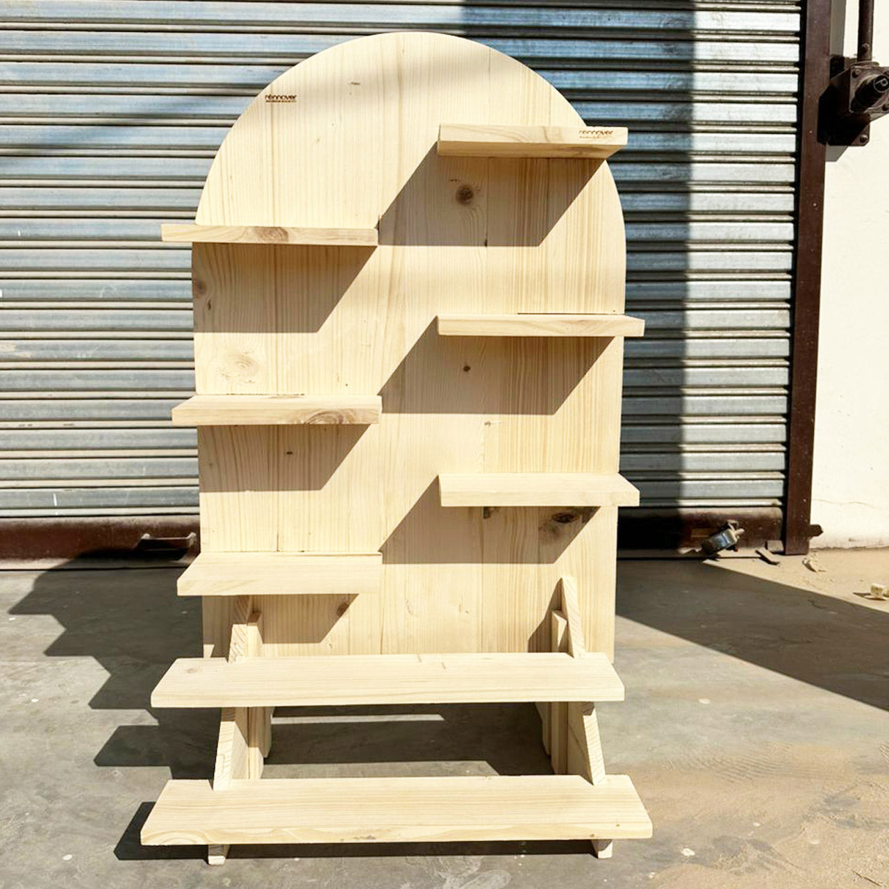Oval Shape Small Multi-Shelf Wooden Display Stand 3 Small + 1 Large Shelves for Events & Cafés