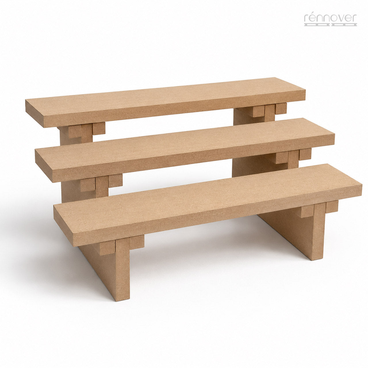 MDF Screw-Free Wooden Display Shelf | 3-Tier Detachable Small Rack for Exhibition & Popups