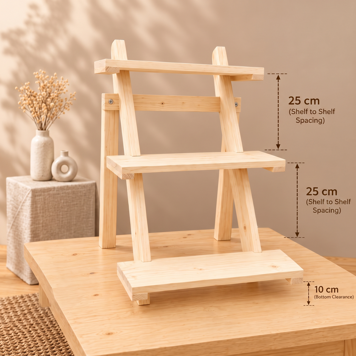 Wooden Large Necklace Display Rack | 3-Step Jewelry Display Stand