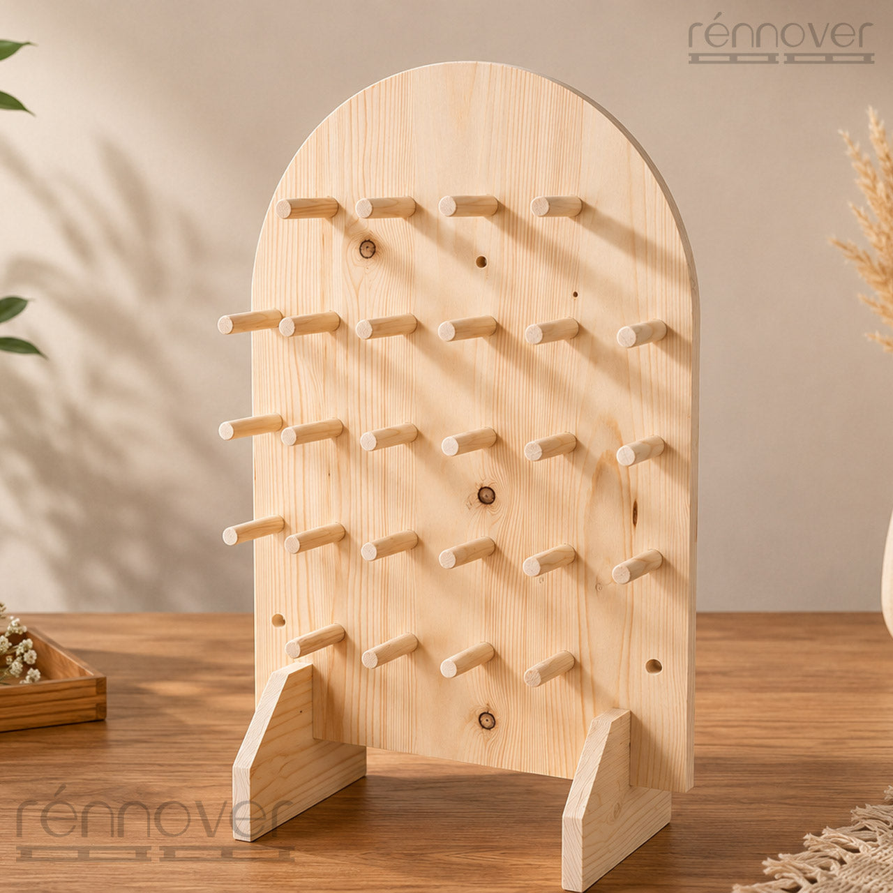 Pinewood Pegboard Display Stand with Dowels | Portable Exhibition & Retail Display Organizer