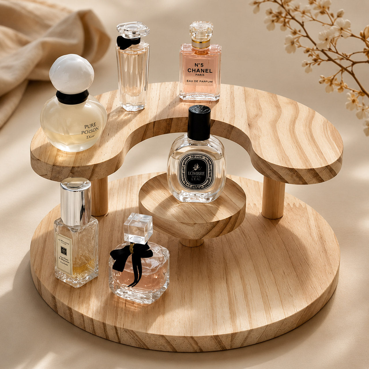 AuraSpin Pinewood Perfume Display Stand