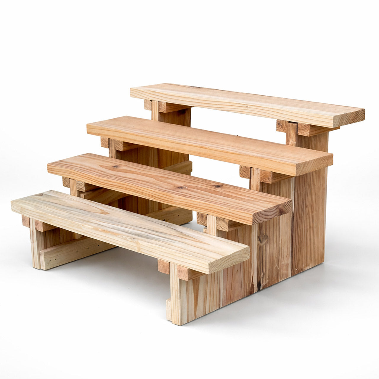 Screw-Free Wooden Display Shelf | 4-Tier Detachable Rack for Exhibition & Popups