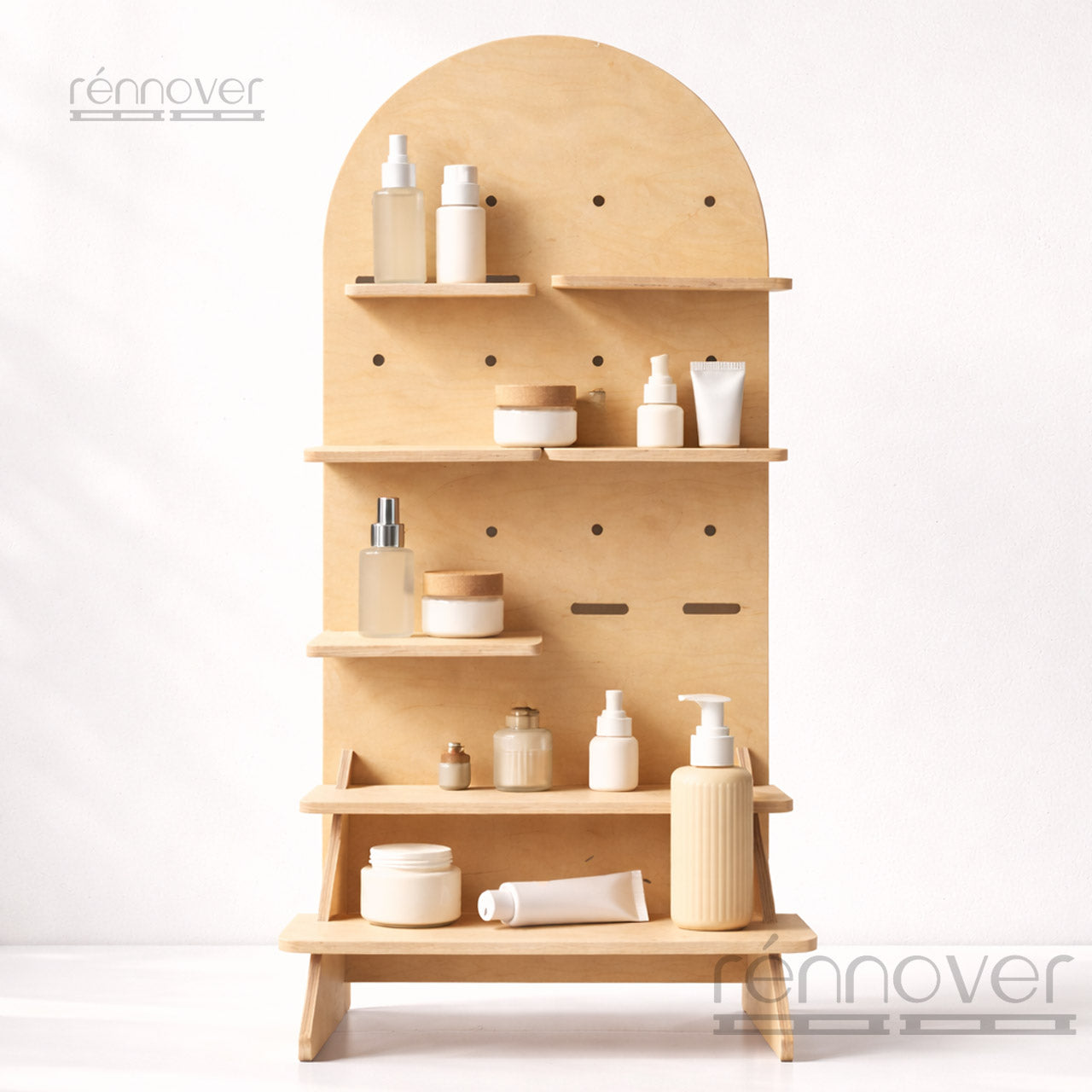 Pegboard Shelving Display Countertop | Collapsible Design | Natural MDF