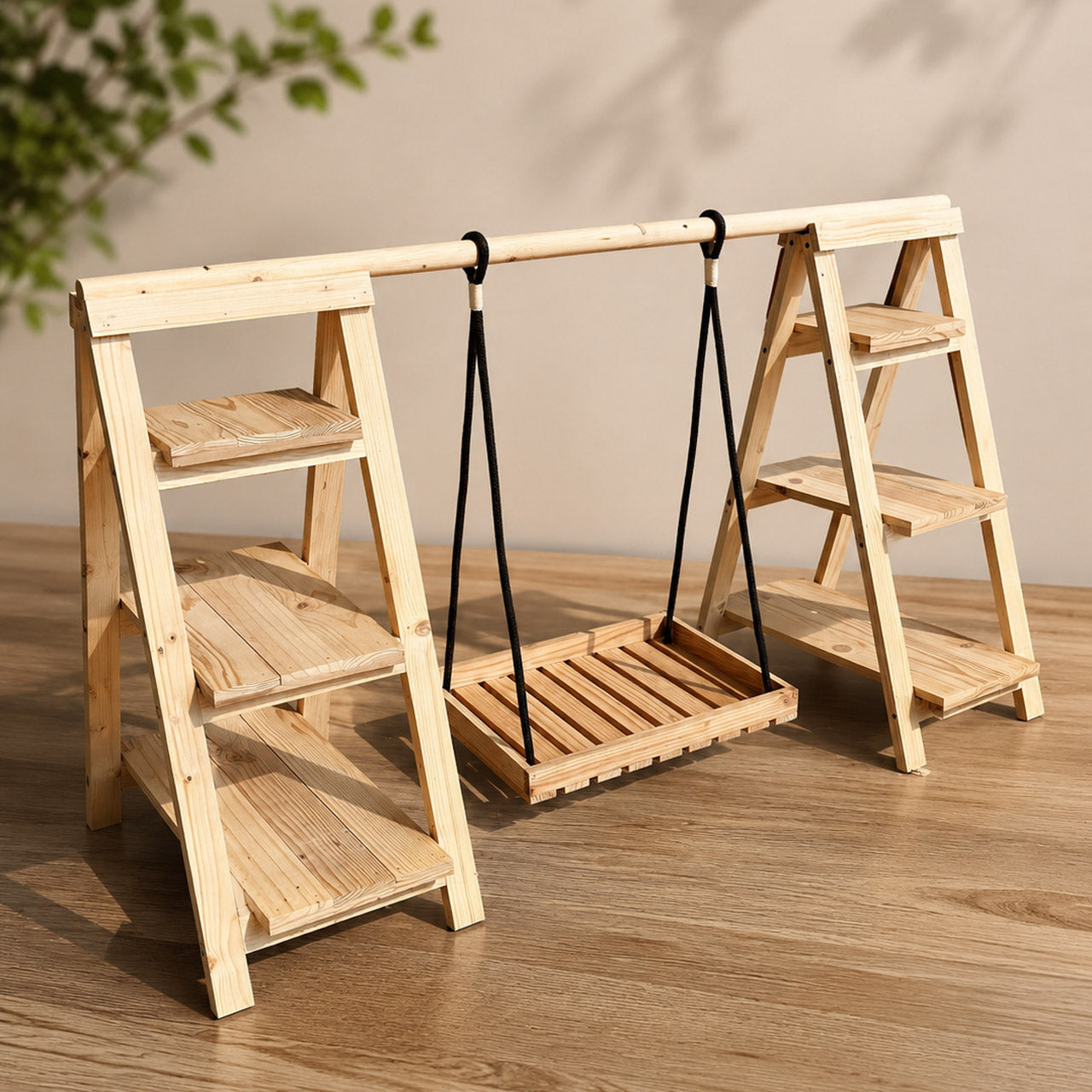 Premium 3 Tier Wooden Hanging Dessert Decor Serving Tray Stand