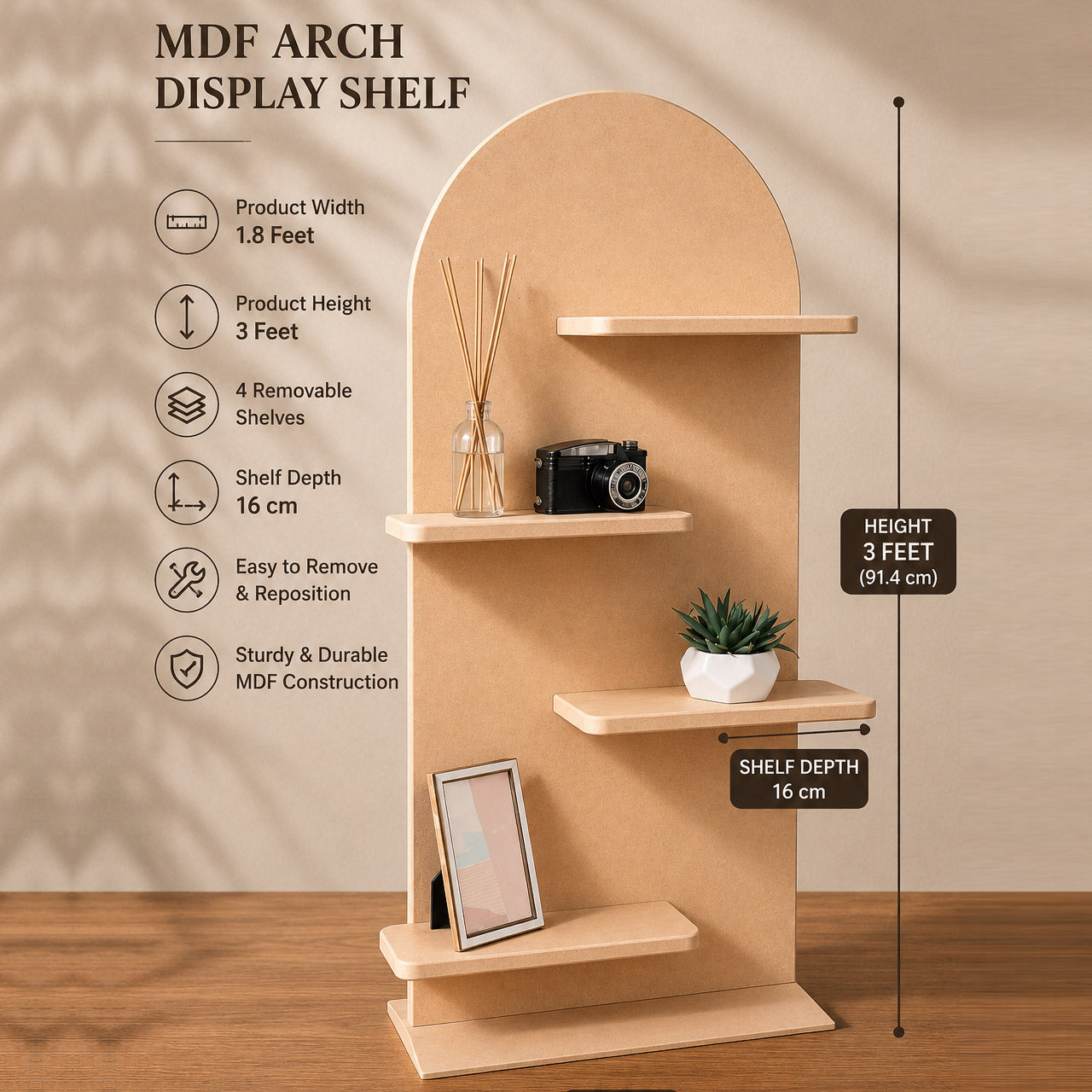 MDF Arch Display Shelf