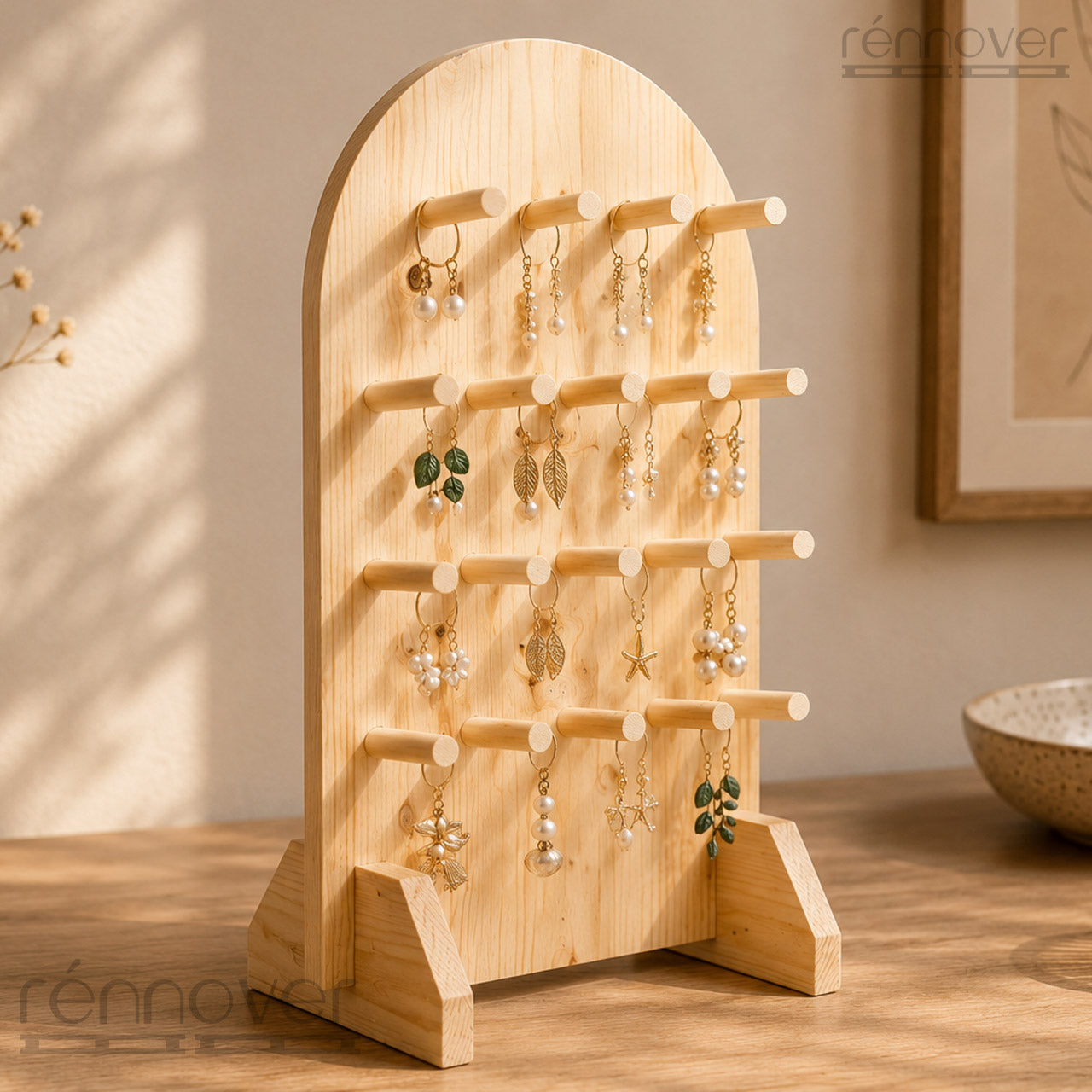 Pinewood Pegboard Display Stand with Dowels | Portable Exhibition & Retail Display Organizer