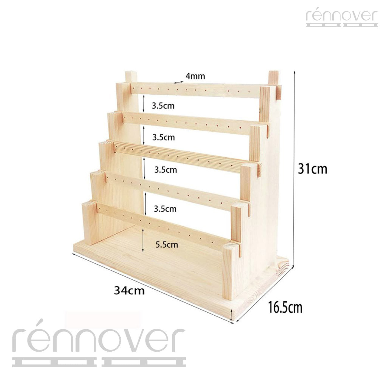 5-Tier Wooden Earring Display Stand – Tabletop Jewellery Organizer & Showcase