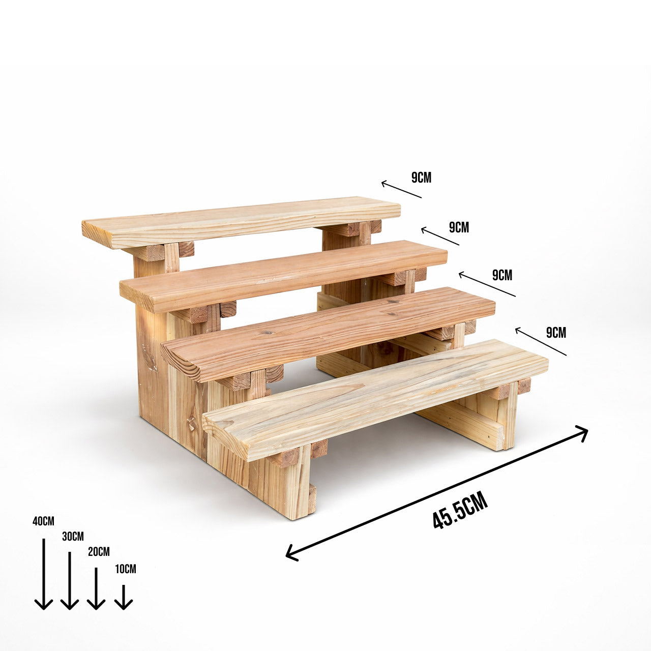 Screw-Free Wooden Display Shelf | 4-Tier Detachable Rack for Exhibition & Popups