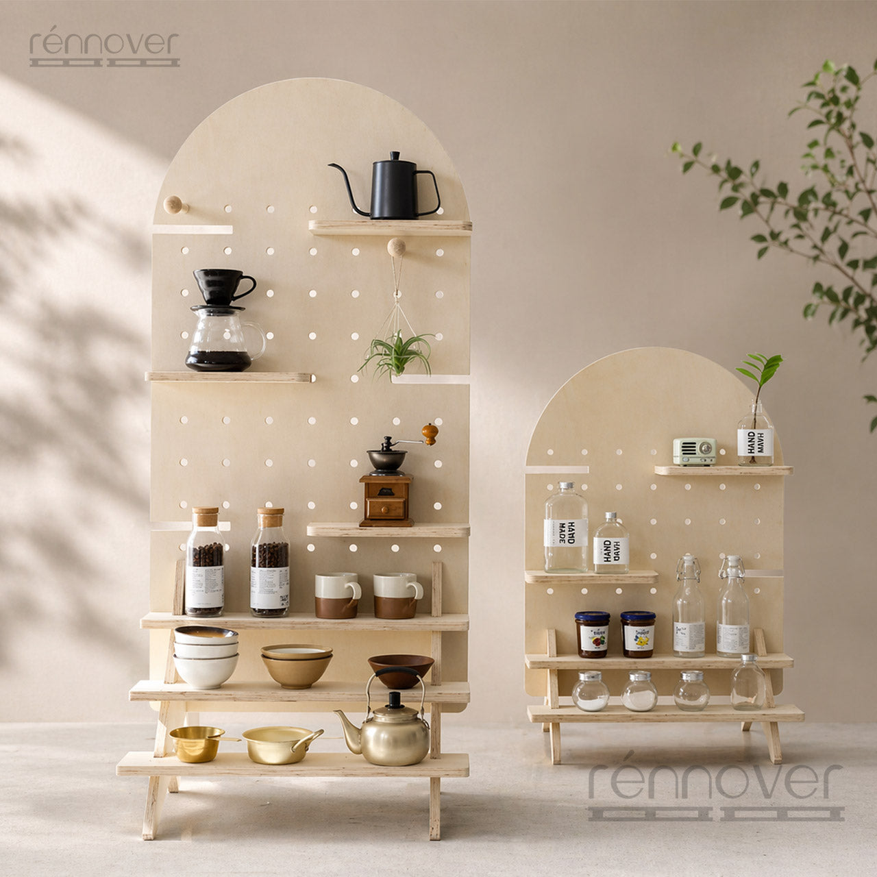 Set of 2 MDF Pegboard Display Stands | Collapsible Countertop Shelves