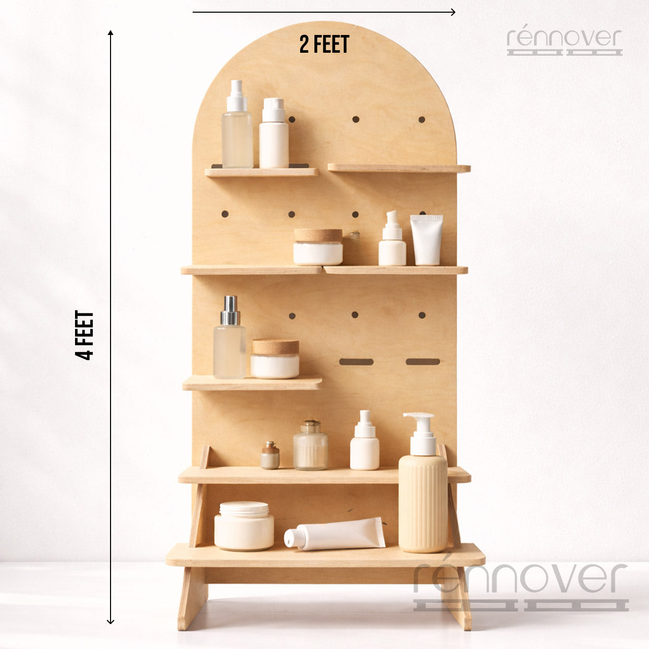 Pegboard Shelving Display Countertop | Collapsible Design | Natural MDF