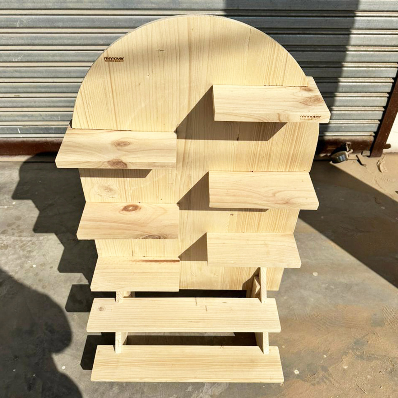 Oval Shape Small Multi-Shelf Wooden Display Stand 3 Small + 1 Large Shelves for Events & Cafés