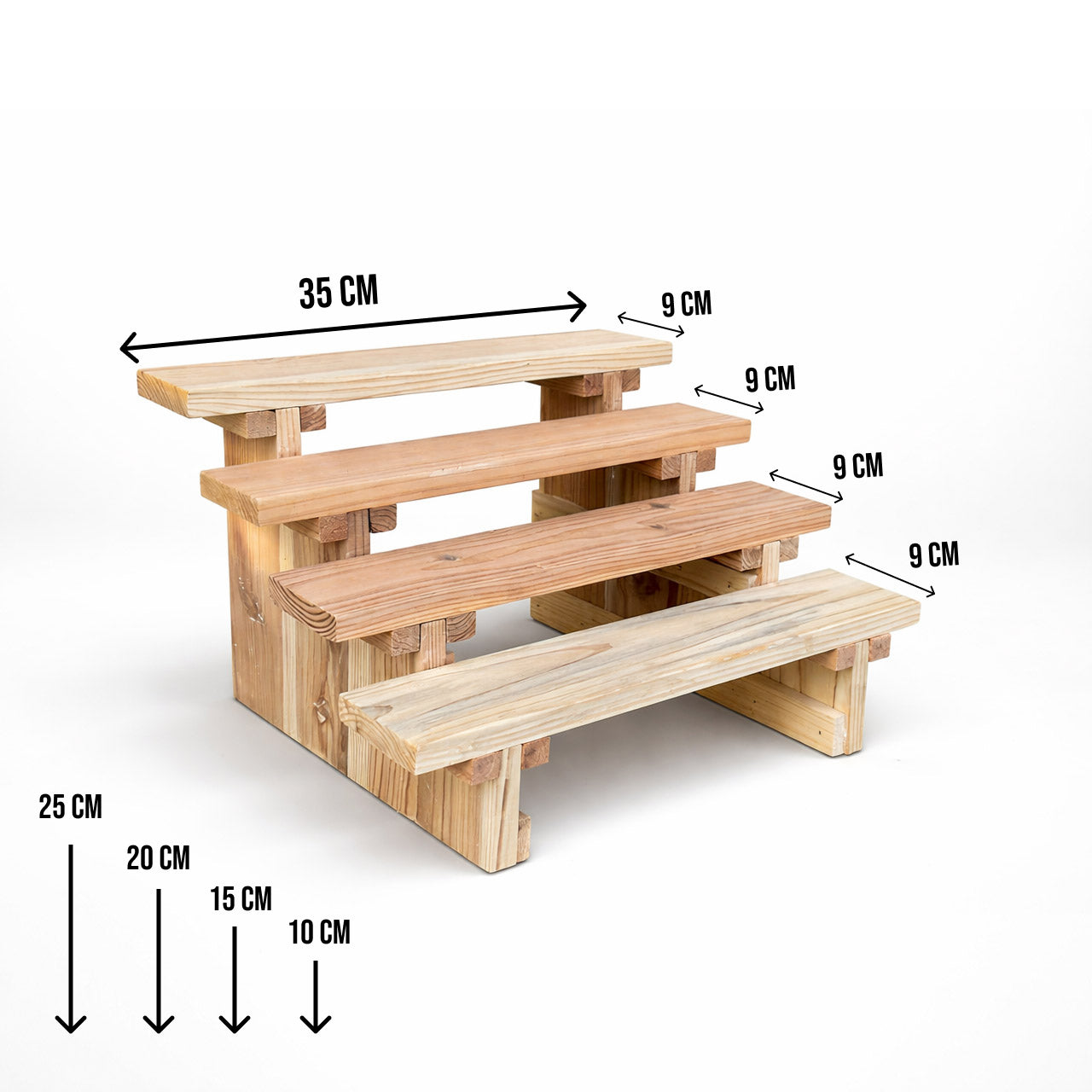Screw-Free Wooden Display Shelf | 4-Tier Detachable Small Rack for Exhibition & Popups