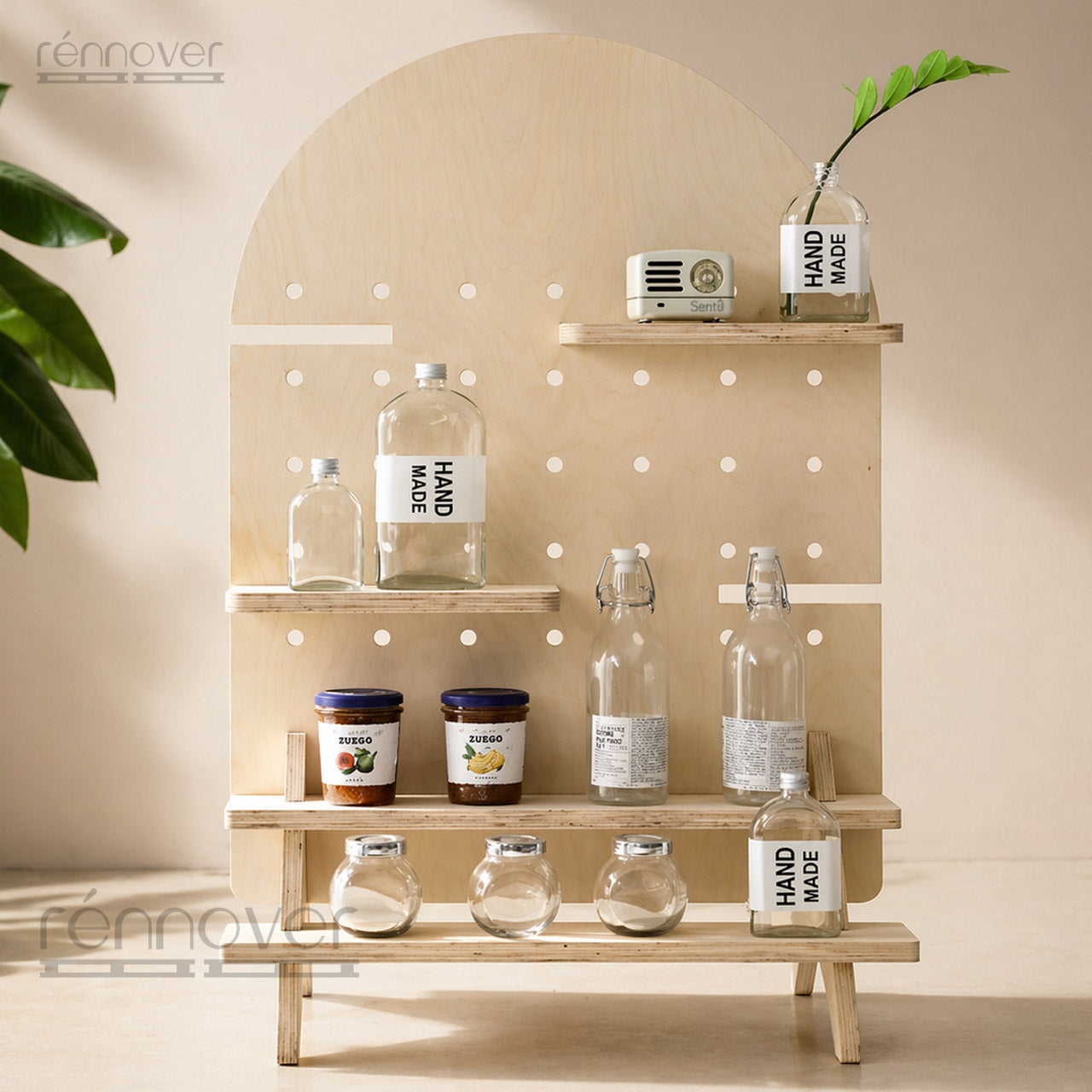 Set of 2 MDF Pegboard Display Stands | Collapsible Countertop Shelves