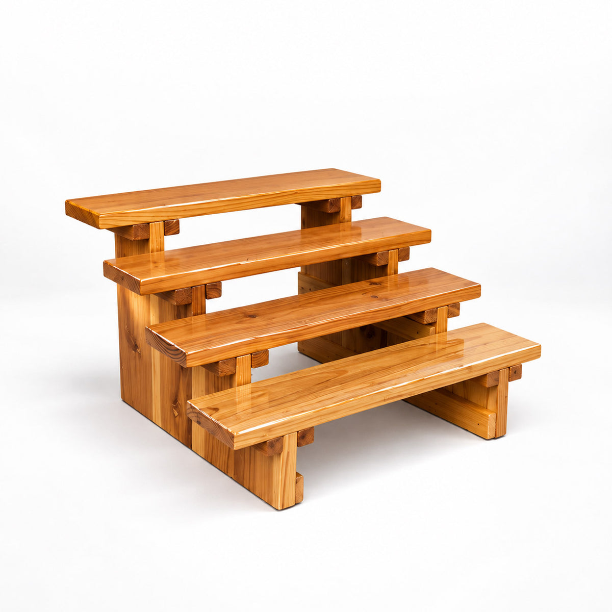 Screw-Free Wooden Display Shelf | 4-Tier Detachable Small Rack for Exhibition & Popups