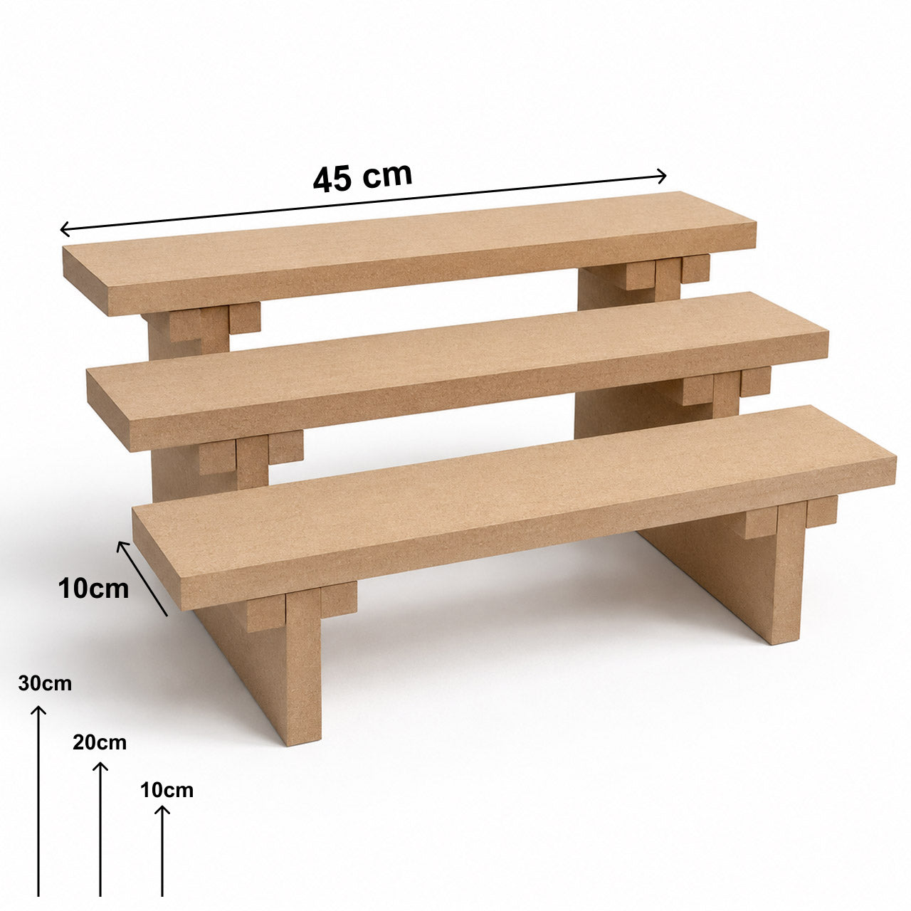 MDF Screw-Free Wooden Display Shelf | 3-Tier Detachable Large Rack for Exhibition & Popups