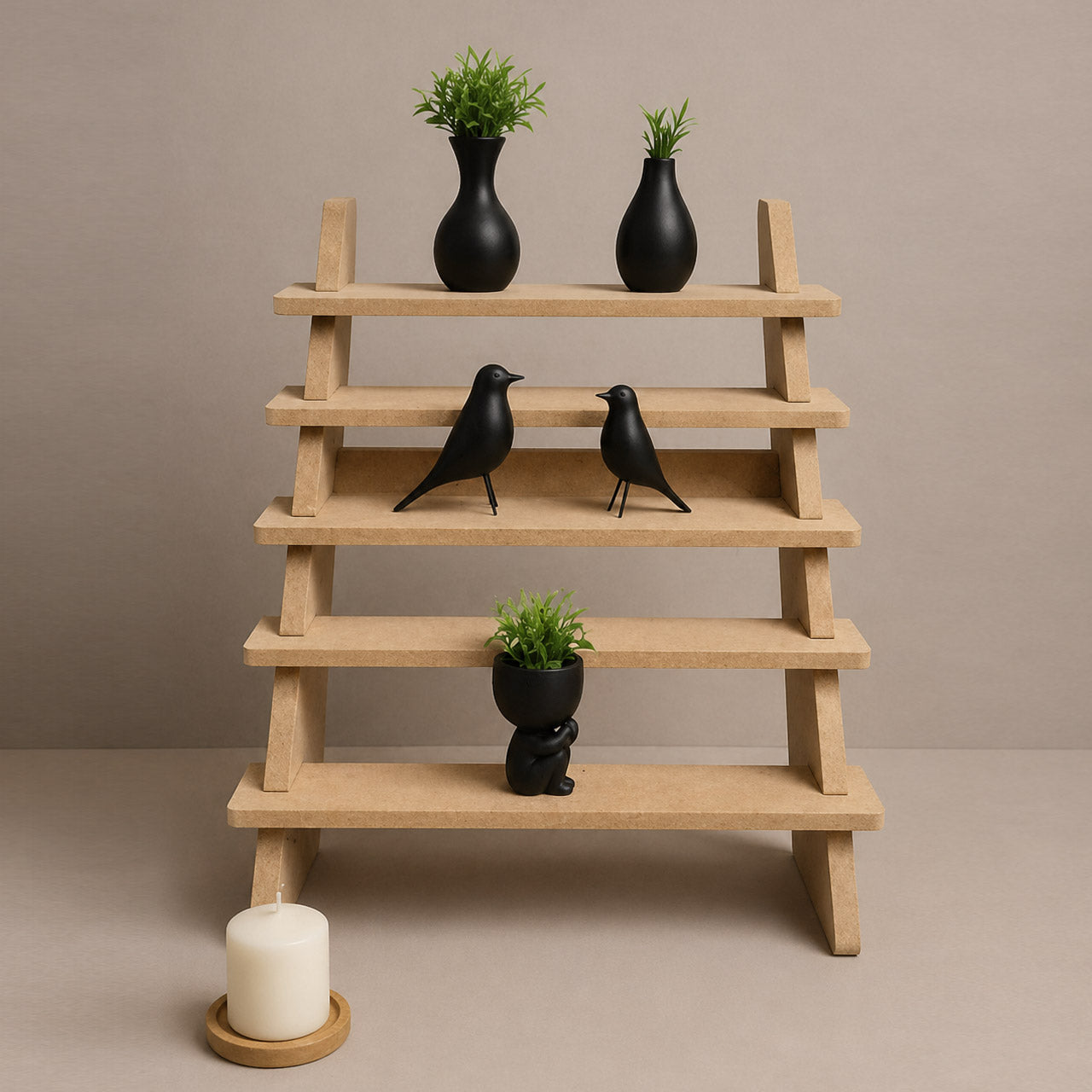 Compact Foldable 5-Tier Stand – MDF Product Display for Small Businesses